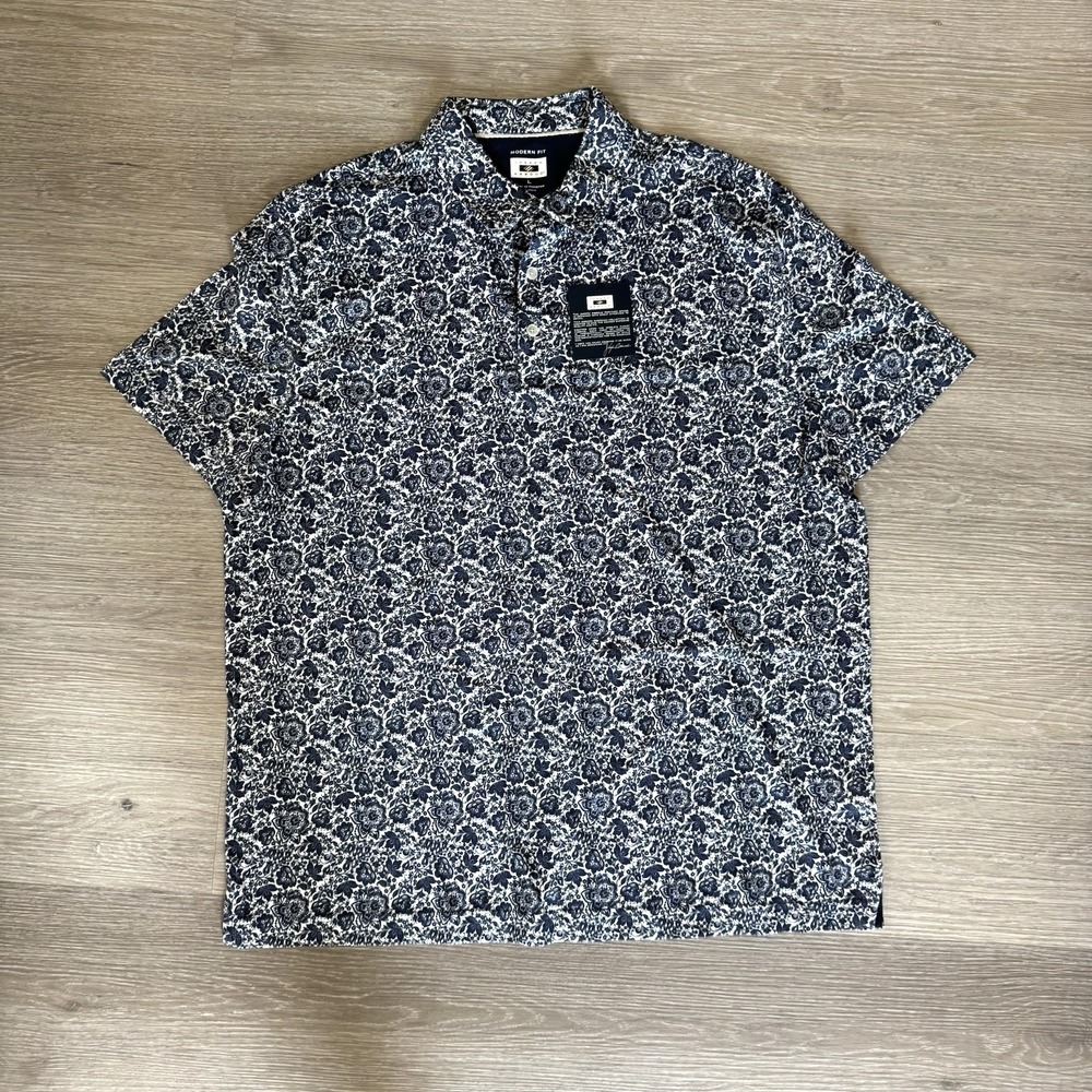 NWT Joseph Abboud Modern Fit AOP Flower Cotton Polo Men's Size L